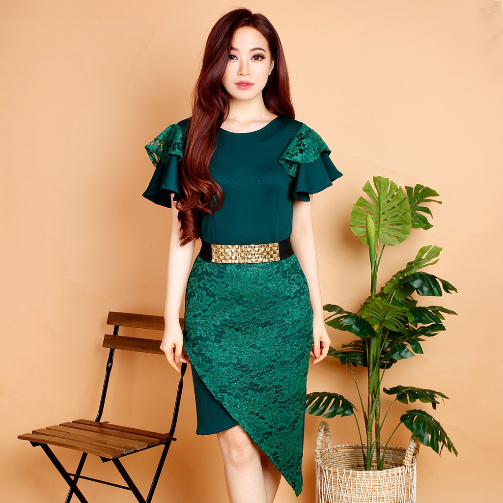 kathryn collection #129, Dres span scuba import premium kombinasi brukat gliter free belt