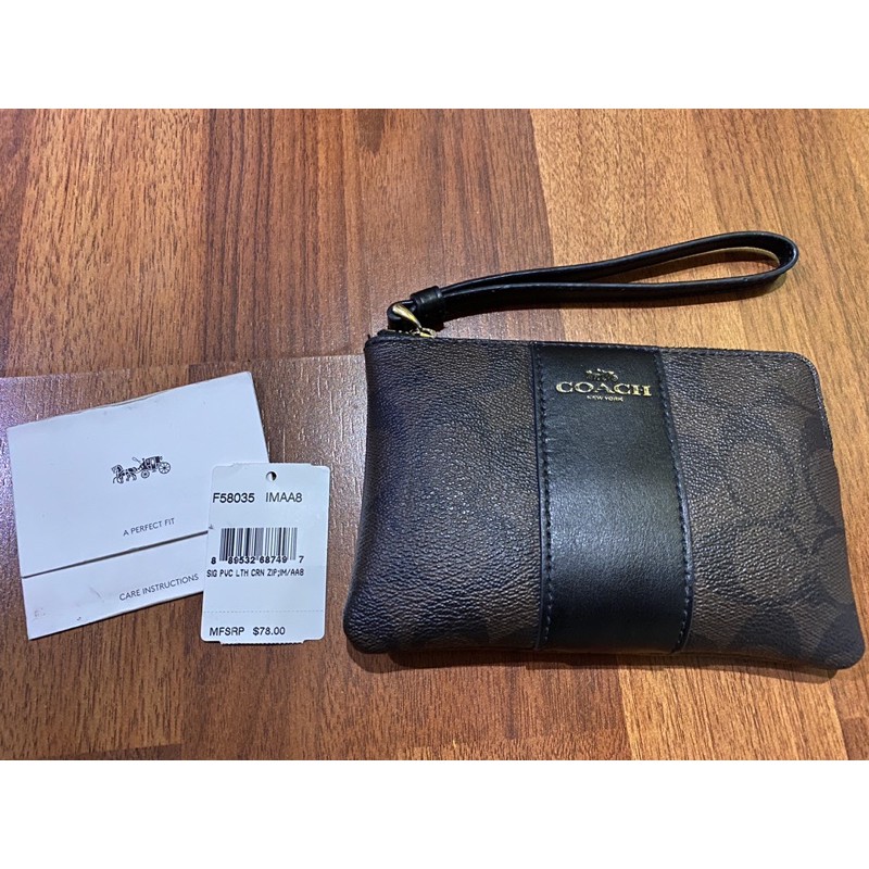Coach Wallet F58035 corner zip wristlet/ Dompet kartu atau koin Coach