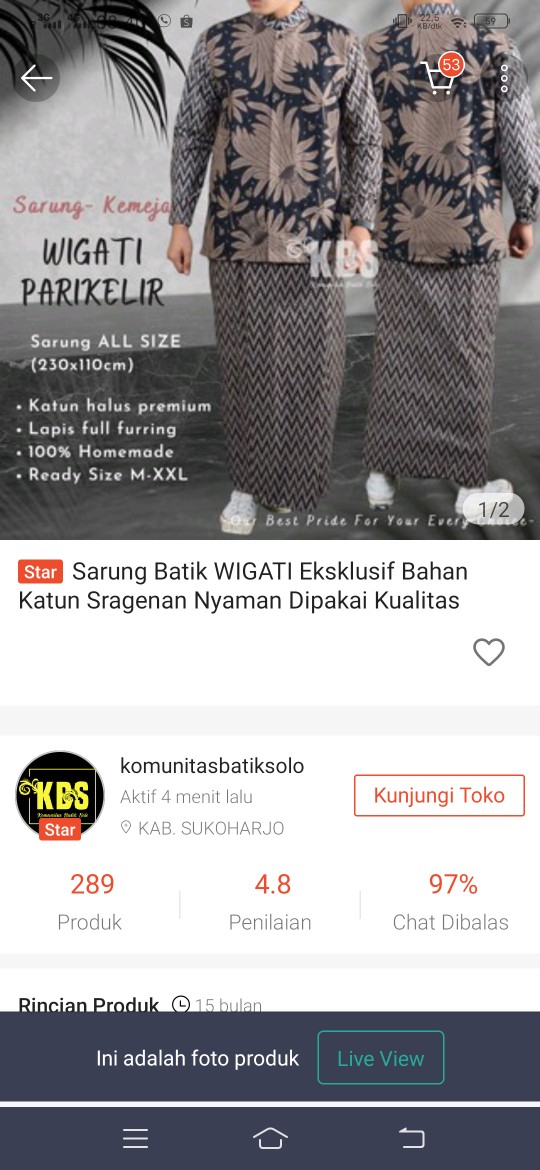 Sarung Batik Wigati Eksklusif Bahan Katun Sragenan Nyaman Dipakai Kualitas Terbaik Solo
