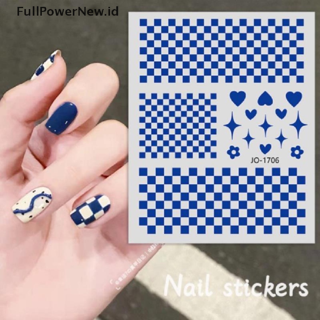 (Full) Stiker Decal Foil Motif Kotak-Kotak Untuk Dekorasi Nail Art DIY