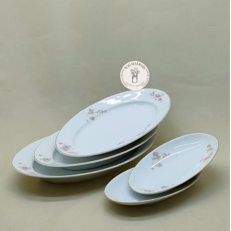 Vintage Oval Plate by DF/piring saji oval keramik/piring lonjong keramik