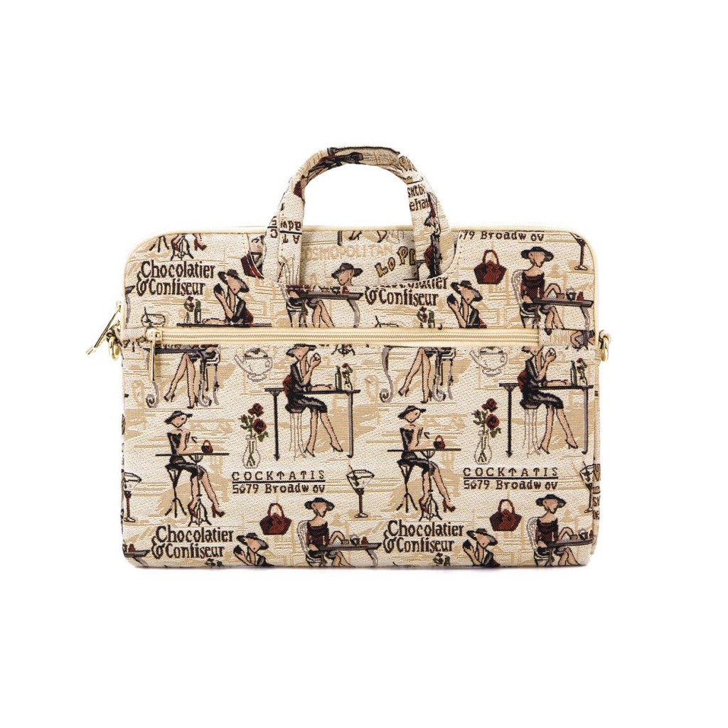 Tas Laptop Selempang  Macbook KINMAC Coffee Longstrap Shockproof Size 13 14 15 inch