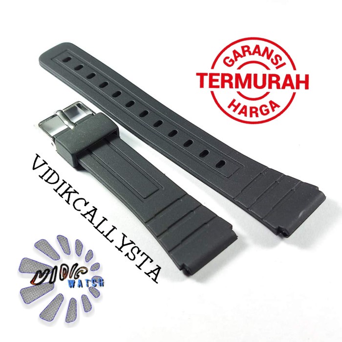 Tali jam tangan Rubber Karet Silicone pin 18mm Casio f91 Hitam 18 MM