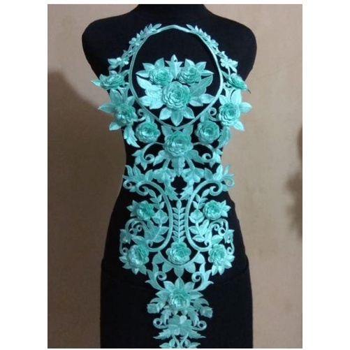 PondokGedeStore Bordir Tempel Bunga Renda Dada Tasik Kamisem Mint Lace Embroidery