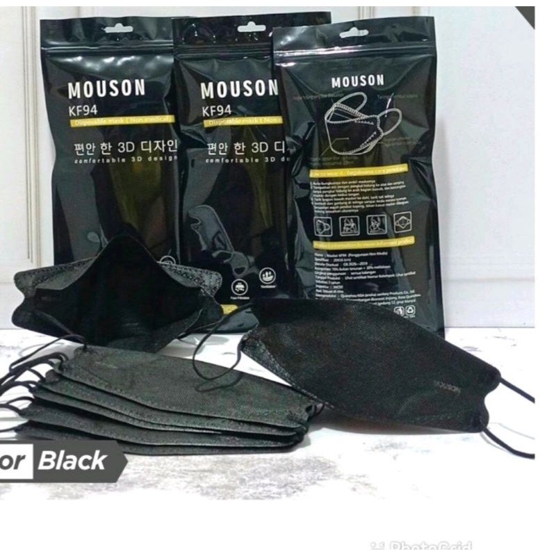 Masker MOUSON KN94 10Pcs (Hitam) 4 PLY