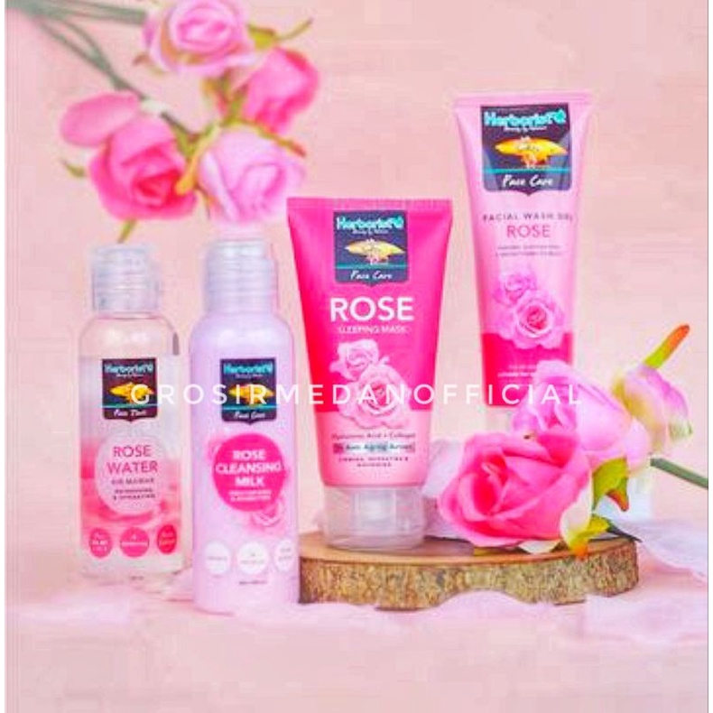 HERBORIST ROSE SERIES - CLEANSING MILK, FACIAL WASH, ROSE WATER, SLEEPING MASK - AIR MAWAR MASKER MAWAR