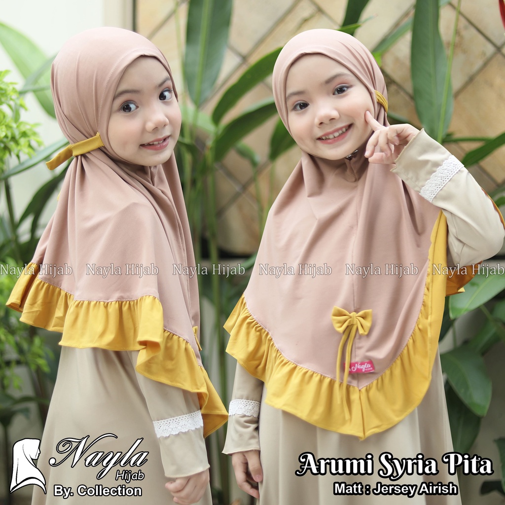 Kerudung Anak Instan Model ARUMI SYIRIA PITA Jersey Airis Hijab Anak Jersey Original Nayla Hija'b