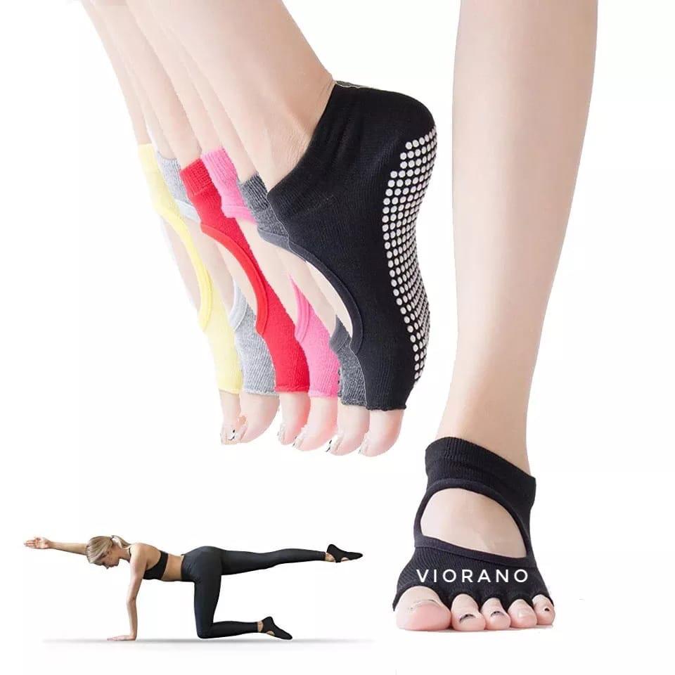 Kaos Kaki Wanita Yoga Anti Licin Model Jari Terbuka Cocok Untuk Pilates Senam Gym Balet / Kaus Kaki Jari Lima Anti Slip Yoga Socks Import