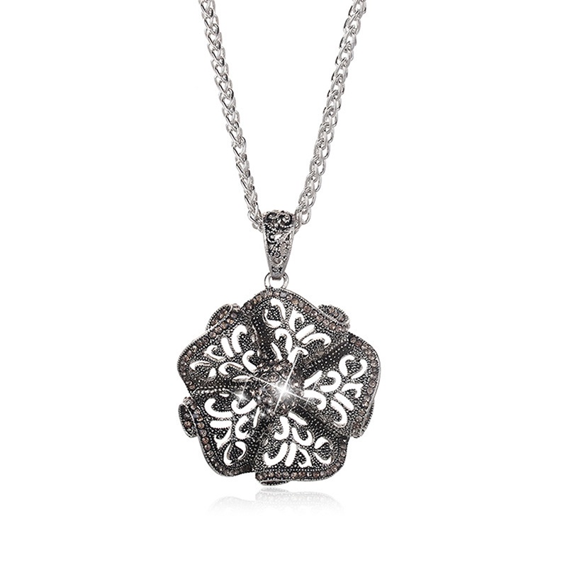 Five Petal Flower Shaped Necklace Cremation Urn Pendant Funeral Ashes Holder-in Pendant Necklaces