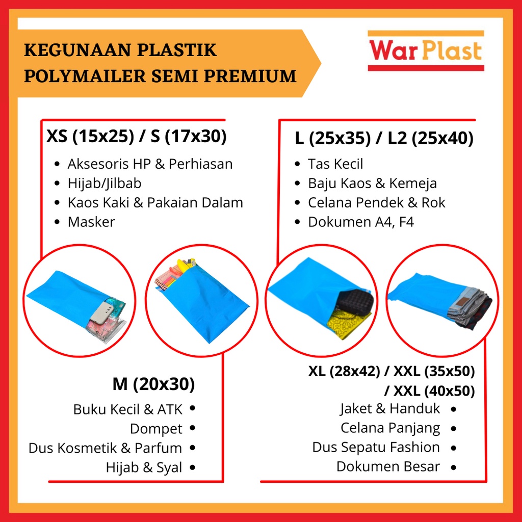 Plastik Packing Olshop Polymailer Amplop Plastik dengan Perekat Semi Premium - Uk 20x30 - Orange