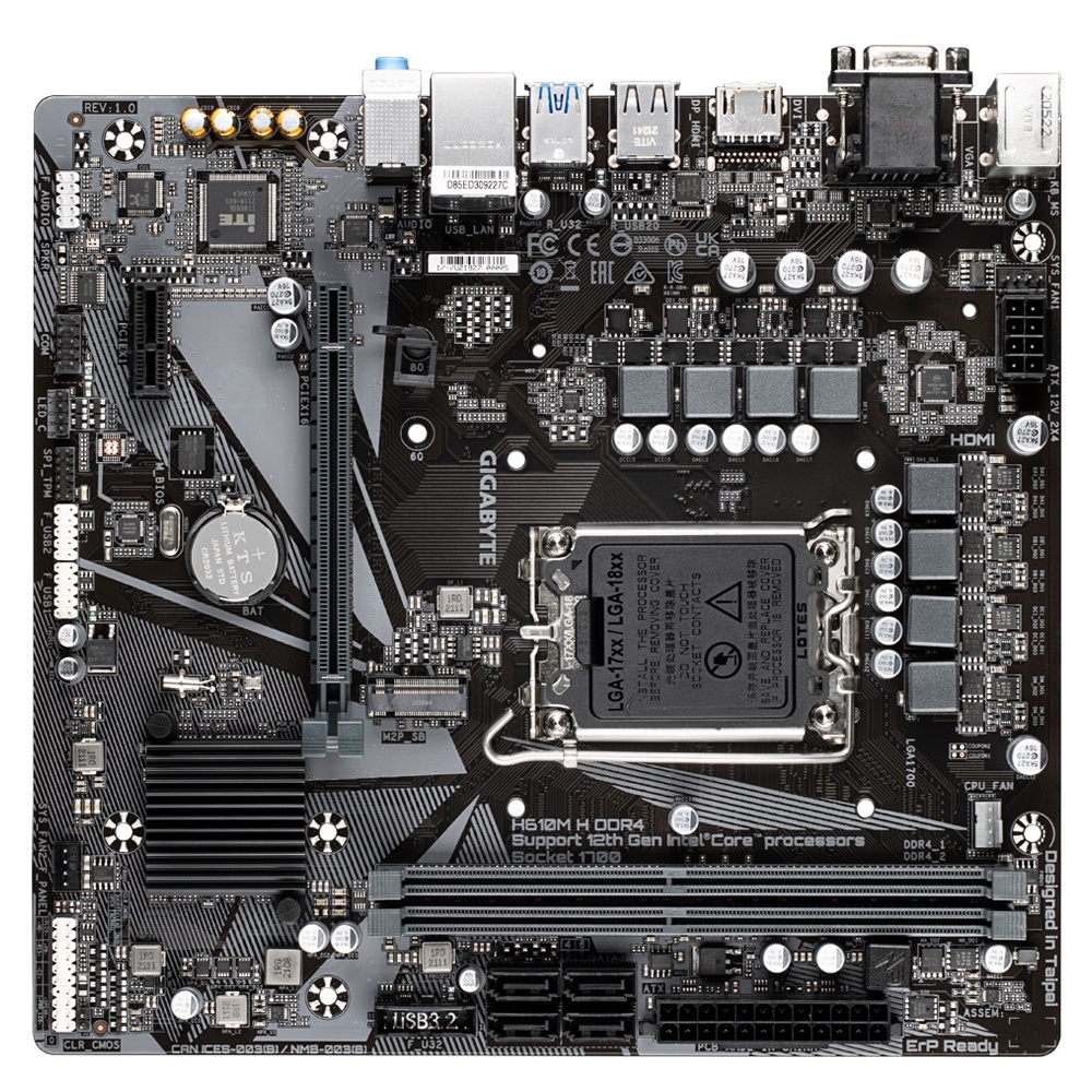 GIGABYTE H610M H DDR4 Intel LGA1700 H610 DDR4 - Alder Lake Motherboard