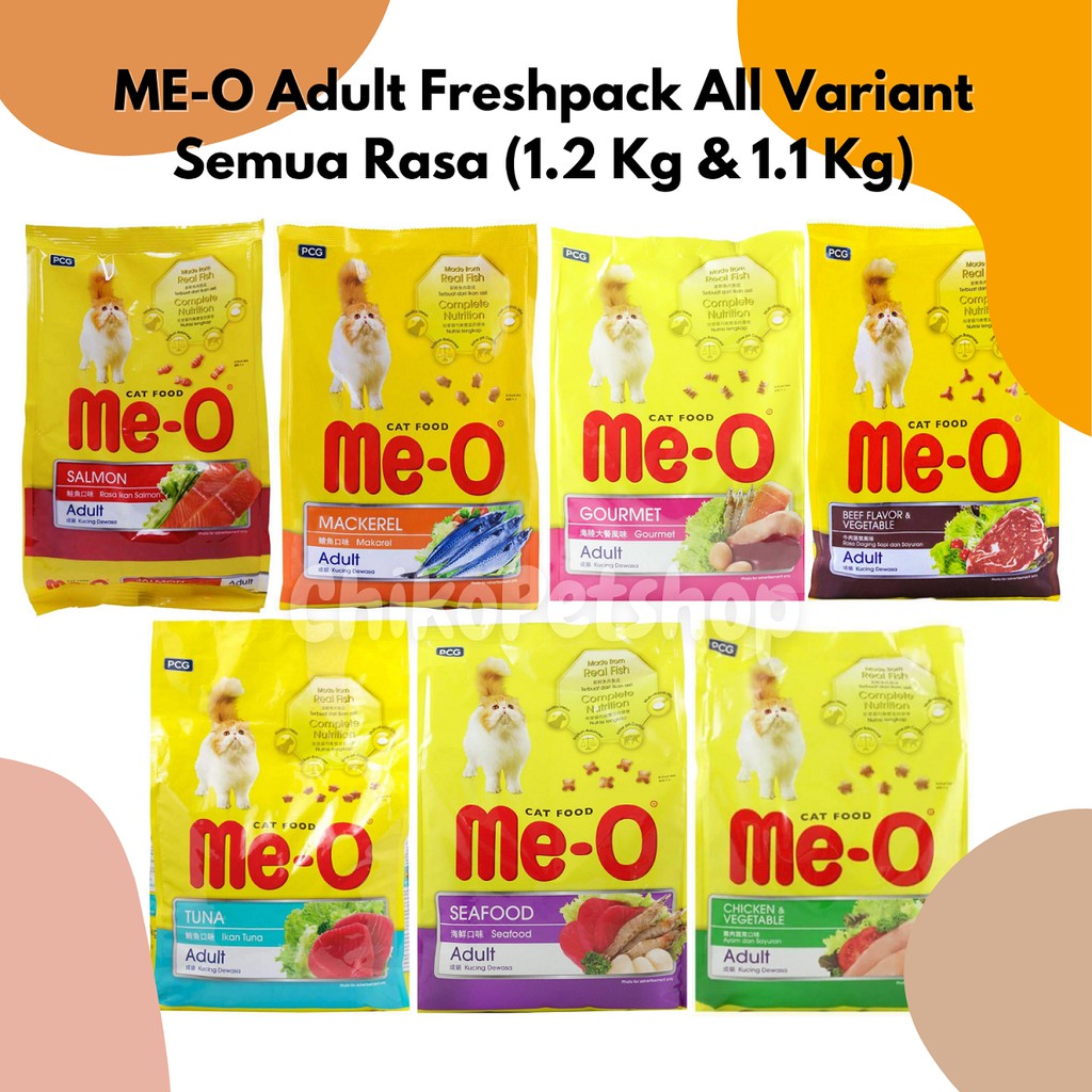 ME-O ADULT ALL VARIANT Makanan Kucing Semua Rasa MEO FRESHPACK 1.2 Kg &amp; 1.1 Kg