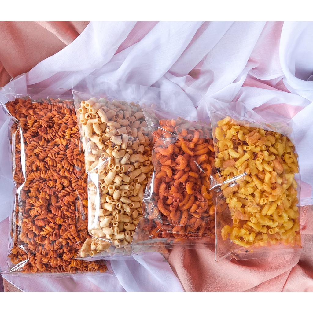 

Makaroni Renyah Kemasan 250gr Rasa Gurih Asin Pedas Manis