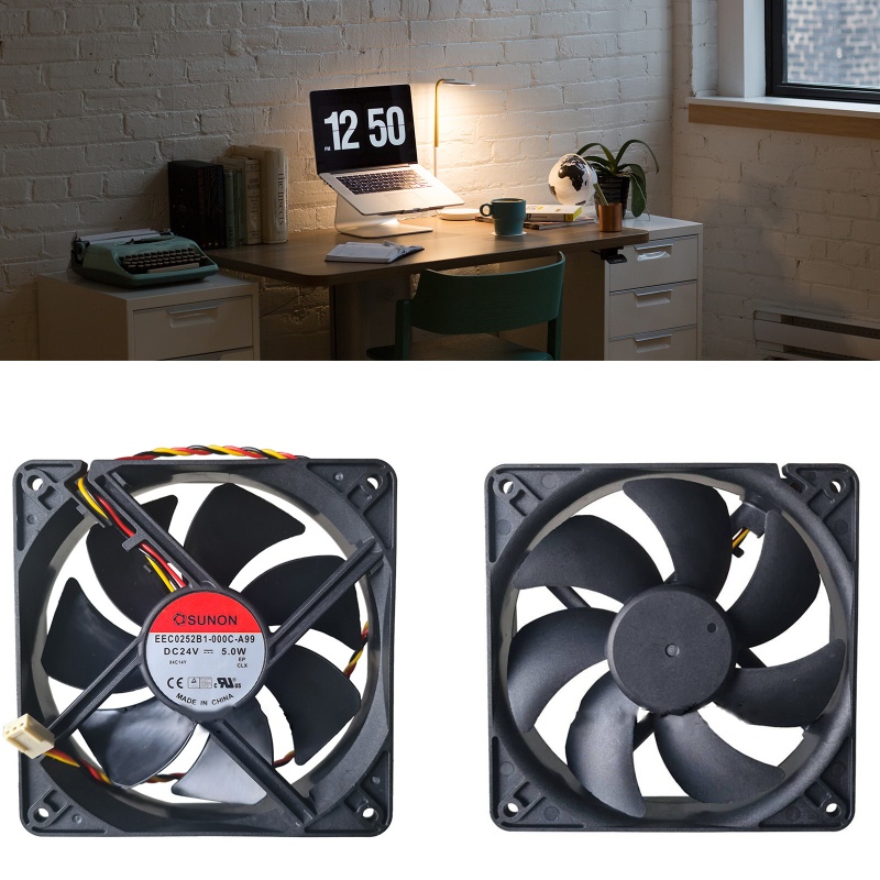 Bt DC24V 0.207A Kipas Pendingin 120x120x25mm 2bearing PWM 3100CFM Untuk CPU Server