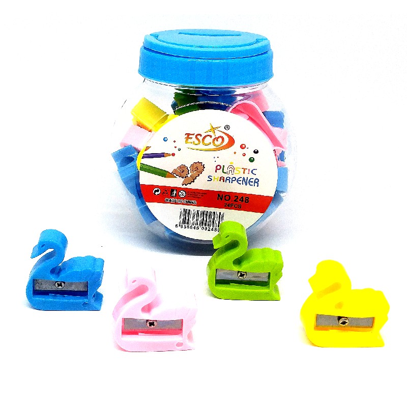 Rautan pensil Murah ESCO Pencil sharpener bentuk Bebek atau Gitar - 1 pack isi 24 pcs