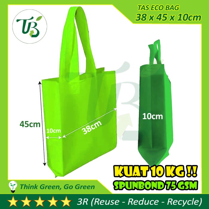 

TERBARU Tas Spunbond Model ECO L 38 x 45 x 10cm goodie bag promosi souvenir - Hijau