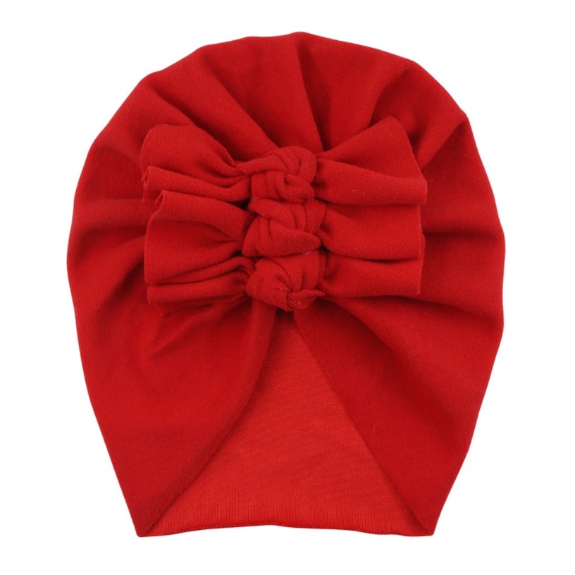 T-87 NEW Turban / topi anak bayi motif tiga pita kualitas premium-9.Merah tua