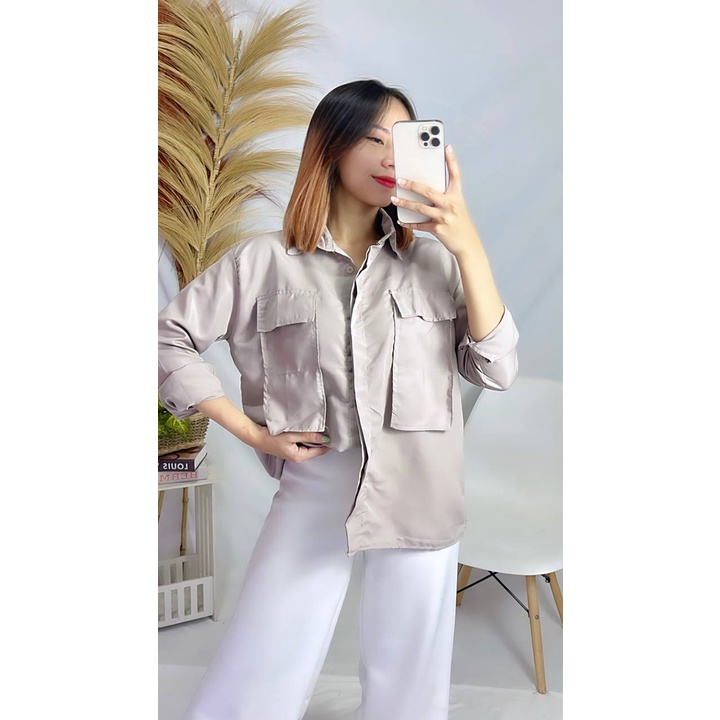 RX FASHION - PUTRI BLOUSE TWISTCONE / Pita Pocket XXL/ Atasan kemeja Kancing - NN