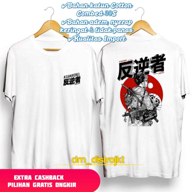 T shirt Katun Motif  Samurai Geisha Jepang  Baju Kaos  