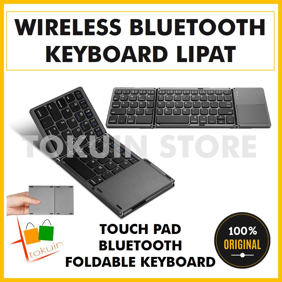 Foldable Keyboard Lipat Bluetooth Wireless Portable Touchpad Folding