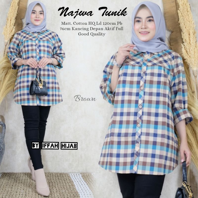 Najwa tunik (fashion muslim) bahan cotton HQ | Ld 120 cm Pj 76 cm | kancing aktif good quality