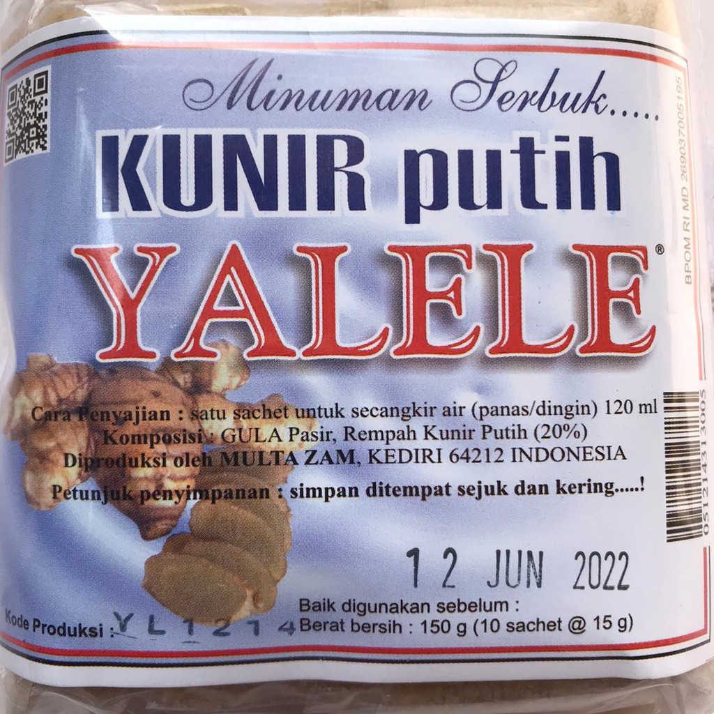 

YALELE KUNIR PUTIH atau KUNYIT PUTIH Serbuk Instan Kemasan 150 gr/10 pcs