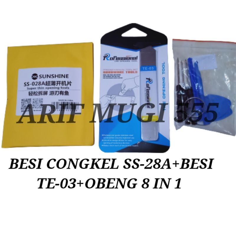 Obeng set alat servis 8 in 1+Besi Congkel SS-028A+Besi Congkel TE-03 murah