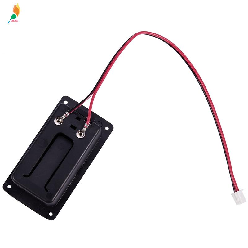 Kotak Baterai Pickup Gitar Bass 9V / Holder / Case / Kompartemen Dengan Kontak Metal + Kabel 2 Pin Plug