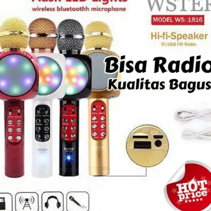 Mic Smule Karaoke Microphone Wireless Bluetooth WSTER WS1816