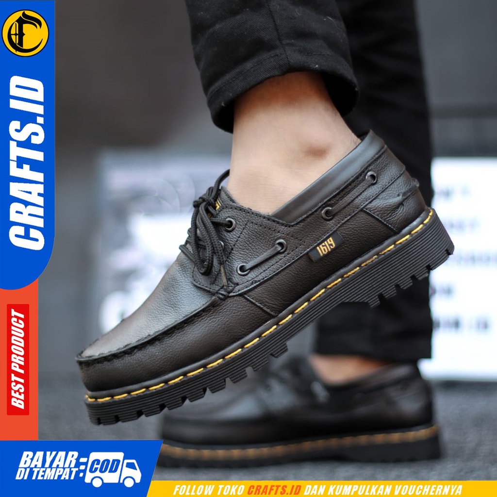 CRAFTS gon - Sepatu Docmart Pantofel Formal Low Boots Kulit Asli Kerja Pria