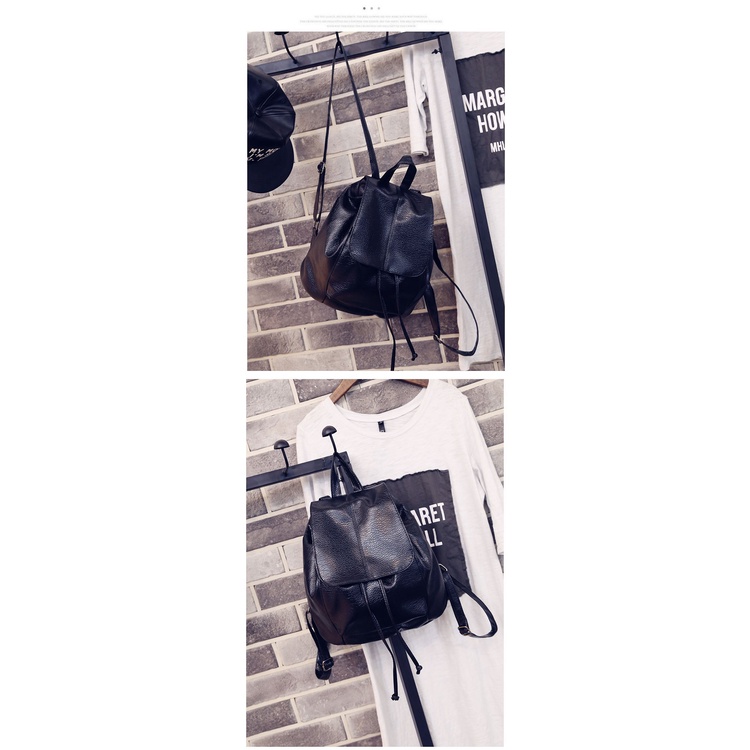 Tas Ransel Wanita Korean Style Fashion Tali Serut Backpack Women Kulit Sintetis Satu7an T260