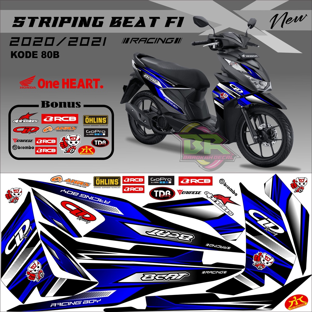 Striping Beat New 2020-2023 Stiker Lis Beat New Variasi kode 80