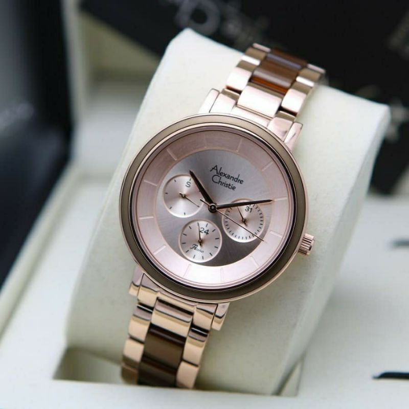 ALEXANDRE CHRISTIE AC 2918 / AC2918 FYBER WANITA ORIGINAL LEATHER STRAP FLOWERS BUNGA