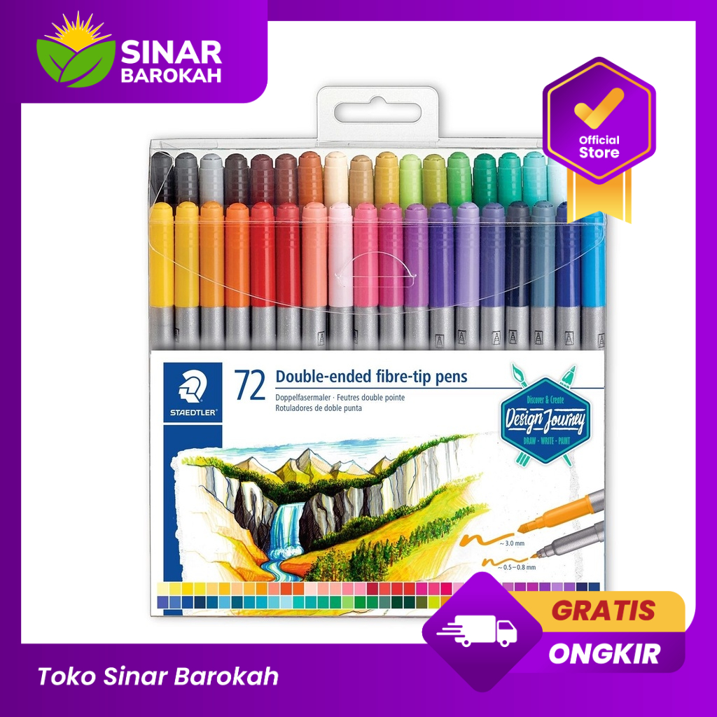 

Staedtler Double Ended Fibre Tip Pen 3200 72 Warna