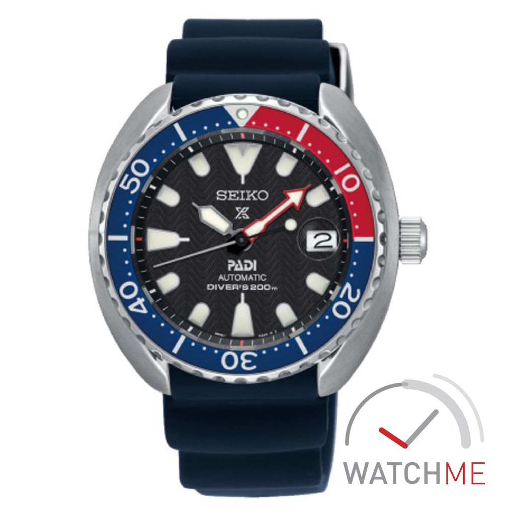 Jam Seiko Prospex SRPC41K1 Automatic Padi Black Dial 200m Red Blue Rubber Strap Original Bergaransi