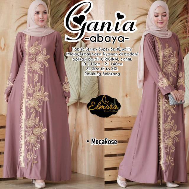 KEEPSMARTSHOP [Bayar Ditempat] GANIA Maxy Dress Gamis Syari Jersey Premium Original Bordir asli Timb