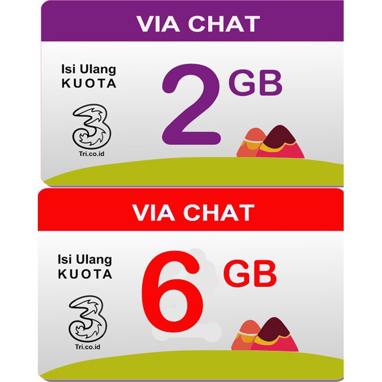 Voucher kuota Tri 2GB (3G) selama masa aktif krtu + BONUS 4GB