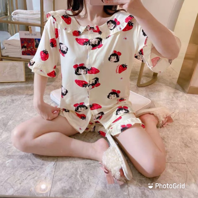 JC- Stelan Piyama BabyDoll HP / Set Piyama Wanita Import Murah/ Piyama wanita korea terbaru