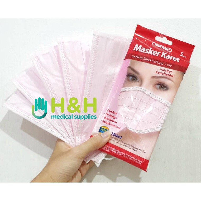 Masker Karet / Masker Earloop 3ply isi 5 pcs