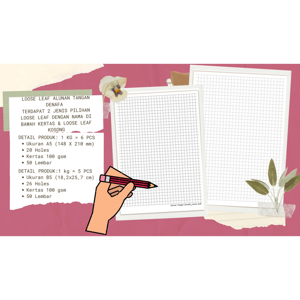 LOOSE LEAF KOTAK KECIL TEBAL 100 GSM ISI BINDER 20 RING A5