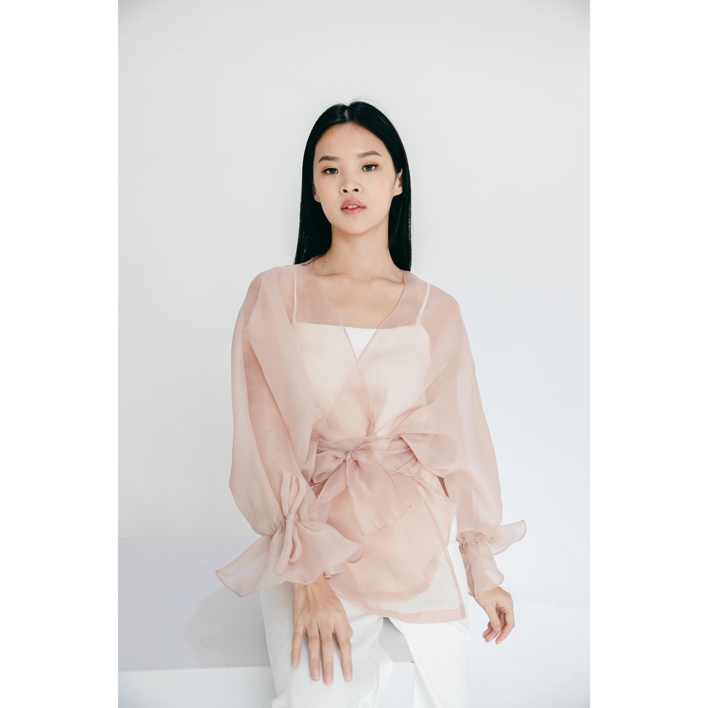 Aura Label - Rosie Bow Organza Top - MOST WANTED blouse wanita organza pita puff