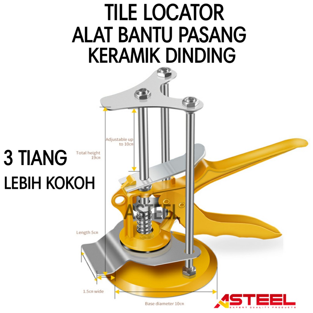 ASTEEL Alat dongkrak keramik granit dinding tile locator wall pengatur pengukur penyangga tinggi pasang keramik granit multifungsi