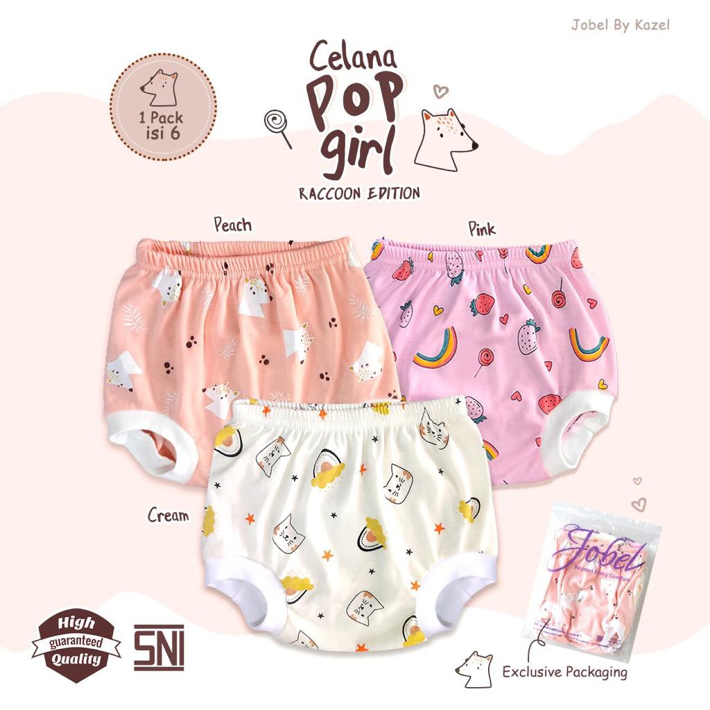 3 PCS  JOBEL CELANA POP BY KAZEL POP MONSTER /POP DONUT / POP RACOON / POP MOUSE SNI  0-2 thn