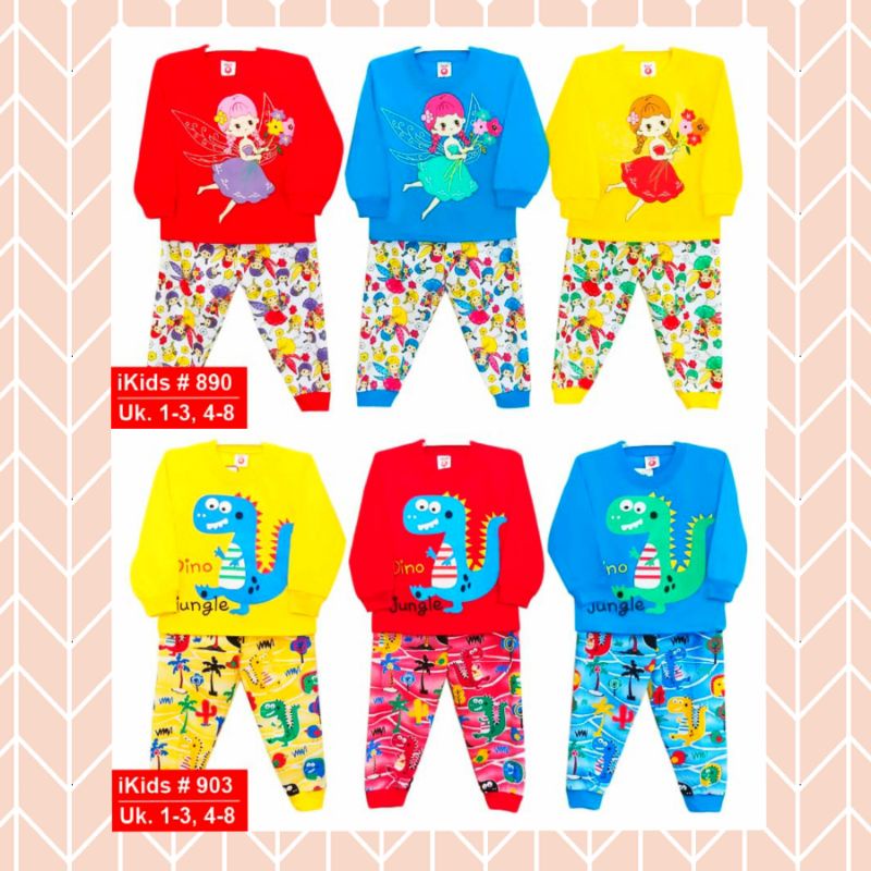 SETELAN BAJU TIDUR PIYAMA ANAK CEWEK COWOK IKIDS 0-5 TAHUN / SETELAN IKIDS LENGAN PANJANG UNISEX / SETELAN BAJU HARIAN ANAK IKIDS LENGAN PANJANG CELANA PANJANG PART 2