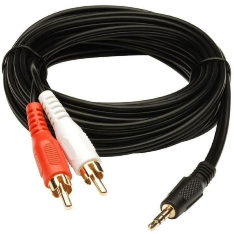 Kabel Audio To 2 Rca Gold Plated Kabel Jack 2in1 Aux Audio Rca / Kabel Speaker 2 in 1 / Kabel Speake