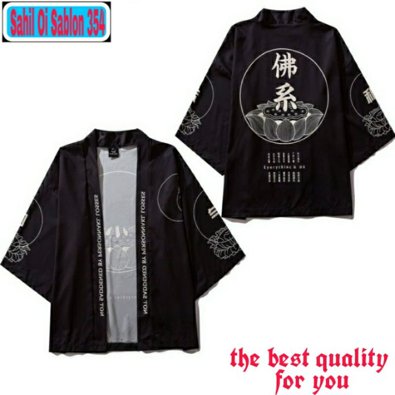 BAJU KIMONO JEPANG CARDIGAN JAPANESE/JAPAN style motif kanji Jepang Pria wanita dewasa termurah Best