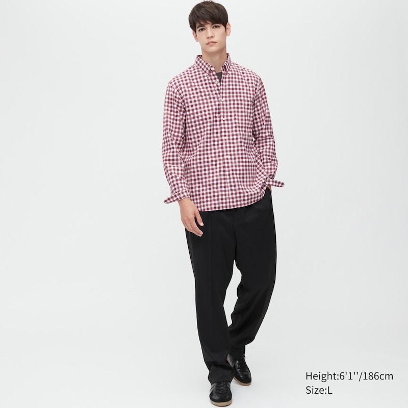 Uniqlo Long Sleeve Plaid Flannel Shirt kemeja pria-4