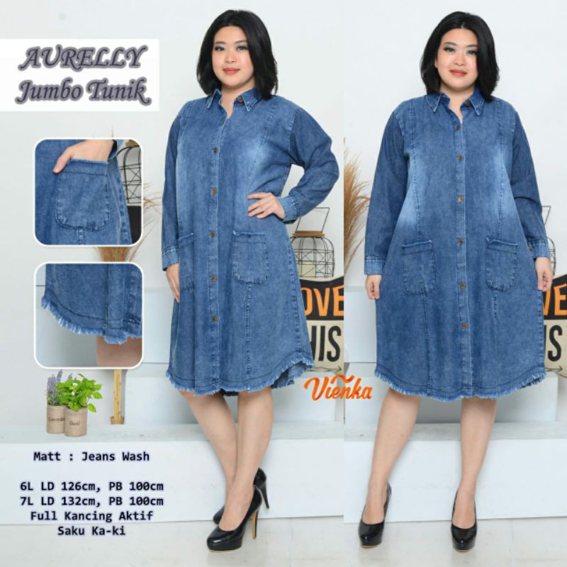 Aurelly Jumbo Super Tunik jeans rawis