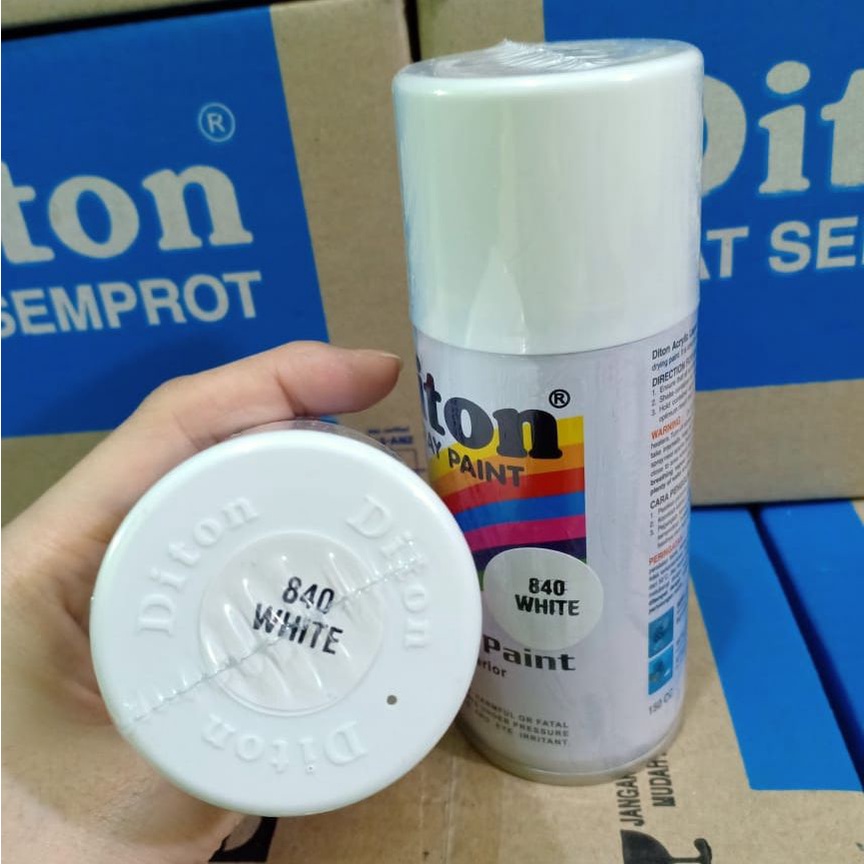 DITON Spray Paint Acrylic Lacquer Paint Pilox Cat Semprot - 840 White / Putih Mengkilap / White Glossy (150cc/Kecil)