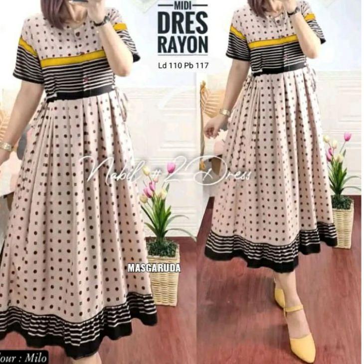 Stok terbatas.. MIDI DRESS RAYON ARKEN TERBARU TERLARIS | dress midi rayon kekinian | midi